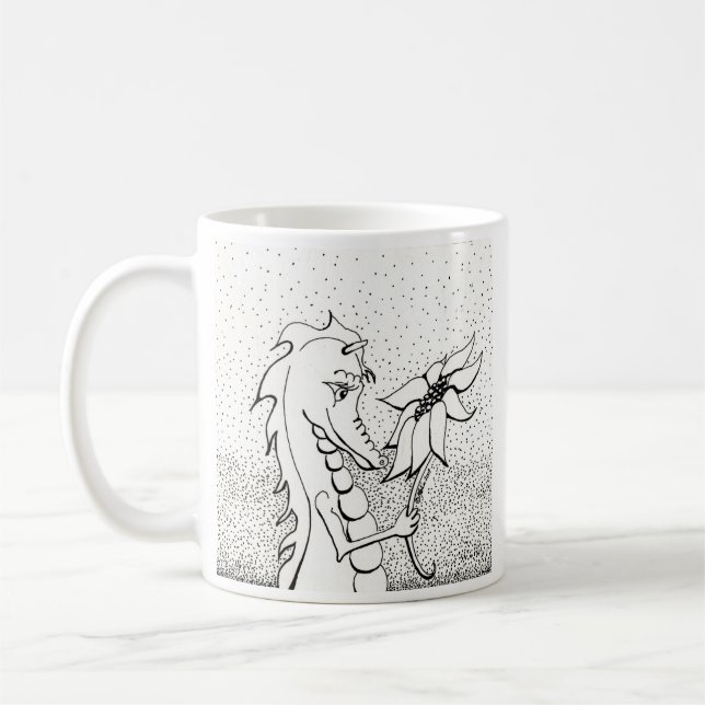 Drache mit Sonnenblume Kaffeetasse (Links)