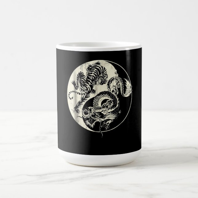 Drache mit Tiger Tattoo YIN und Yang Beast-Kampf Kaffeetasse (Mittel)