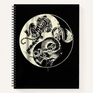 Drache mit Tiger Tattoo YIN und Yang Bestienkampf Notizbuch