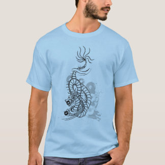 Drache mit Vinyl-Schallplatten T-Shirt