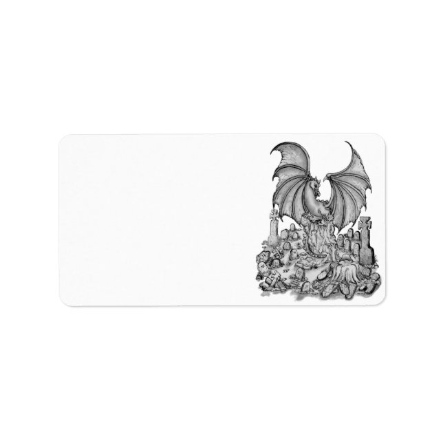 Drache mit Zombie Adressaufkleber (Vorne)