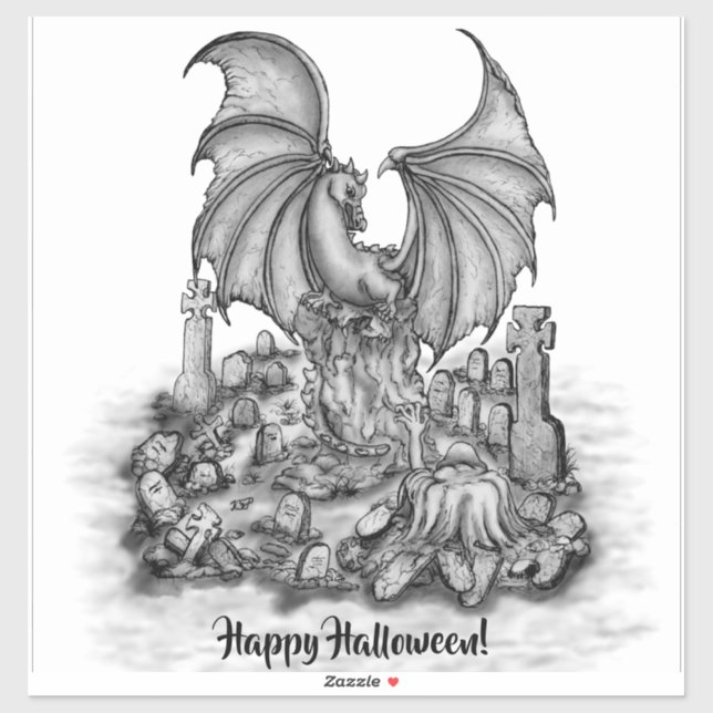 Drache mit Zombie Aufkleber (Blatt)