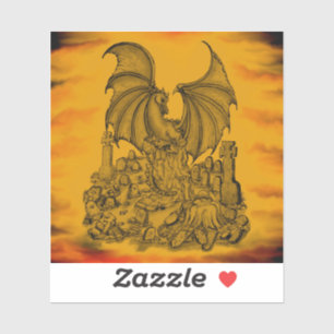 Drache mit Zombie Aufkleber