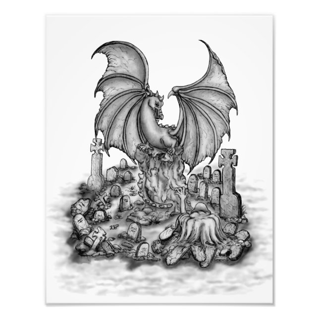 Drache mit Zombie Fotodruck (Vorne)