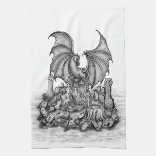 Drache mit Zombie Geschirrtuch