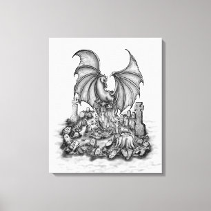 Drache mit Zombie Leinwanddruck