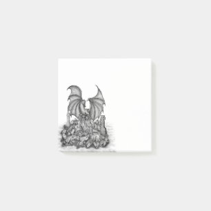 Drache mit Zombie Post-it Klebezettel