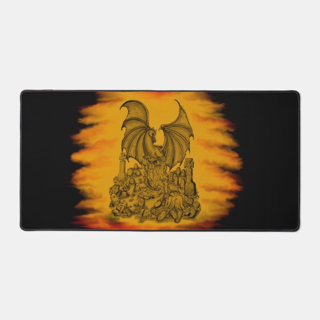 Drache mit Zombie Schreibtischunterlage (Vorderseite)