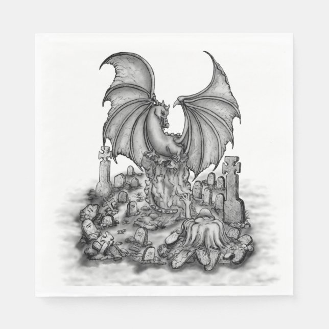 Drache mit Zombie Serviette (Vorderseite)