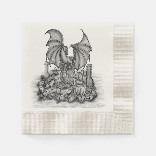 Drache mit Zombie Serviette (Vorderseite)