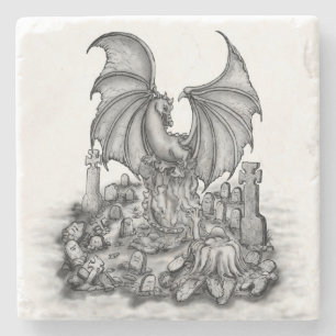 Drache mit Zombie Steinuntersetzer