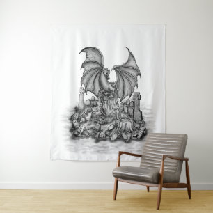 Drache mit Zombie Wandteppich