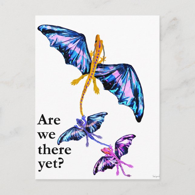 Drache mit zwei Kindern Postkarte (Vorderseite)