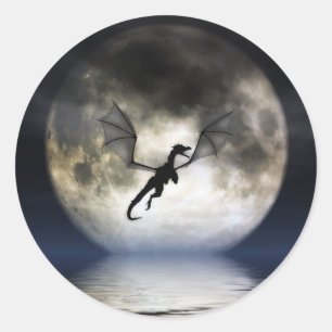Drache-Mond-Aufkleber Runder Aufkleber