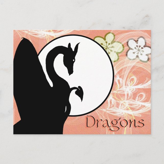 Drache-Mond I (LachsBlumen) Postkarte (Vorderseite)