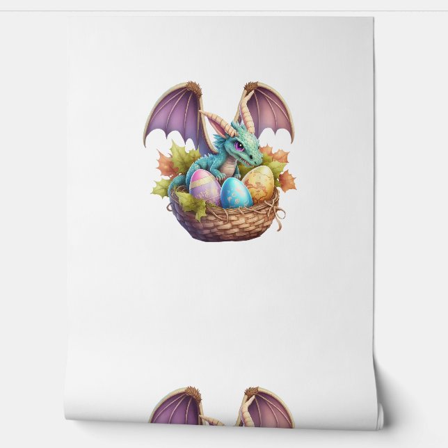 Drache Ostertag Liebt das Sammeln von Ostereiern D Tapete (Abrollen)