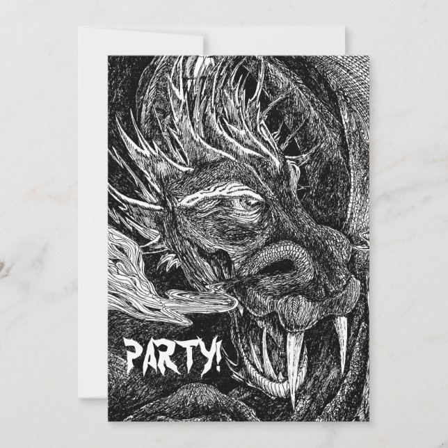 Drache 'Party' Einladung! Einladung (Vorderseite)