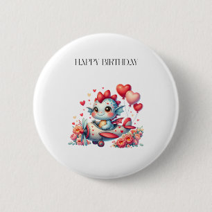Drache Pilot Geburtstag Button