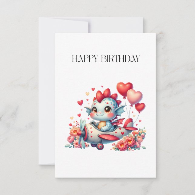 Drache Pilot Geburtstag Dankeskarte (Vorderseite)