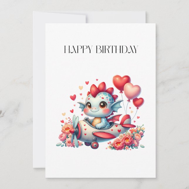 Drache Pilot Geburtstag Einladung (Vorderseite)