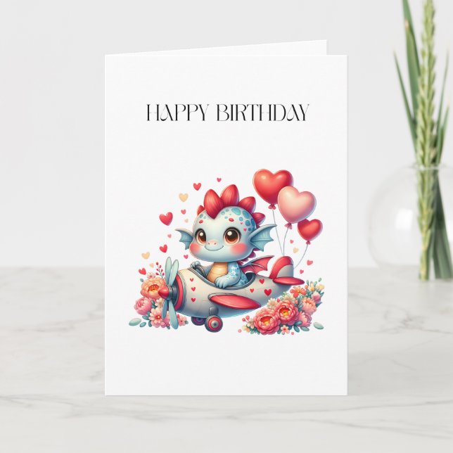 Drache Pilot Geburtstag Karte (Vorderseite)