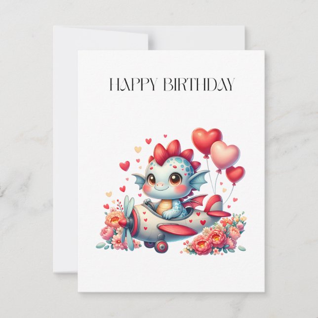 Drache Pilot Geburtstag Mitteilungskarte (Vorderseite)