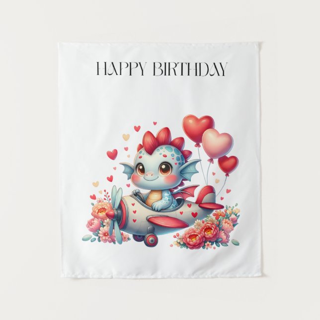 Drache Pilot Geburtstag Wandteppich (Vorderseite)