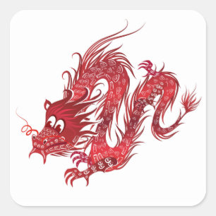 Drache Quadratischer Aufkleber
