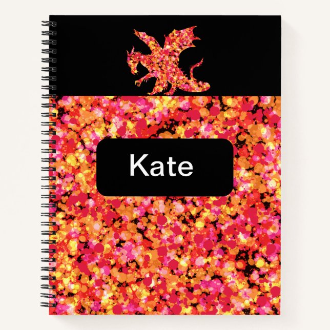 Drache Rot gespritzte Farbe  Notizbuch (Vorderseite)