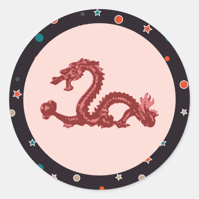 Drache Runder Aufkleber (Vorderseite)