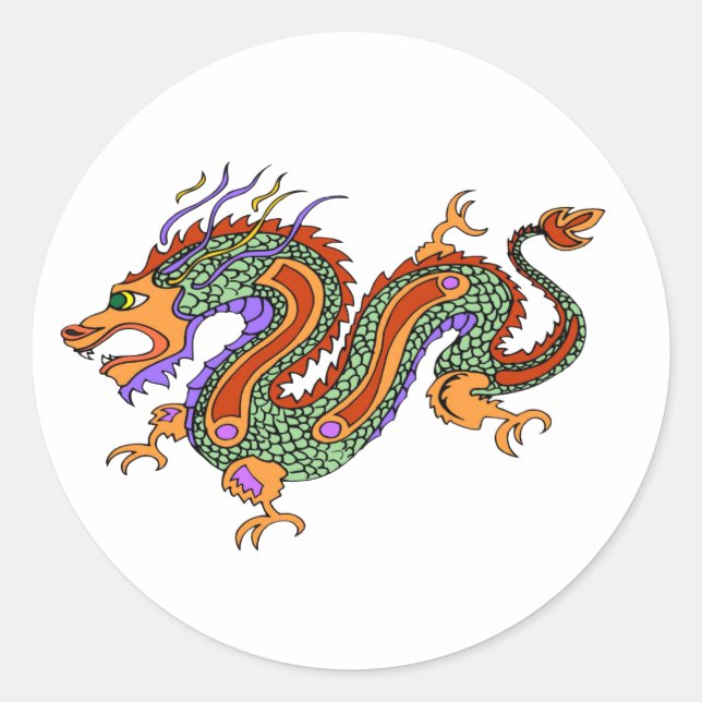 Drache Runder Aufkleber (Vorderseite)