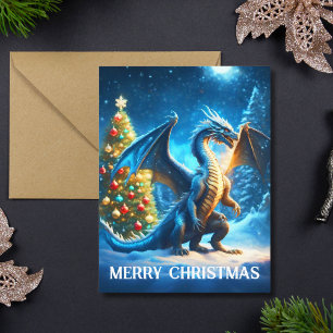 Drache sagt Frohe Weihnachten Karte