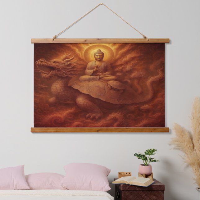 Drache Schildkröte Wandteppich Mit Holzrahmen (Schlafzimmer)