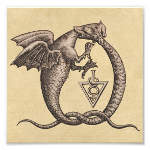 Drache-Schlangen-Schwefel-Mercury-Symbole Fotodruck