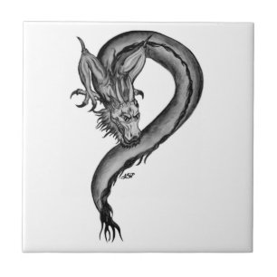 Drache Schwarz-Weiß-Design Fliese