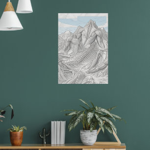Drache Skelett Berglandschaft Fantasy Feine Kunst Poster