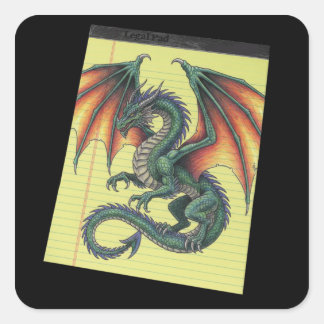 Drache Skizzen Tasse Quadratischer Aufkleber