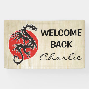 Drache Sun - schwarzes rotes Weiß + Ihre Ideen Banner