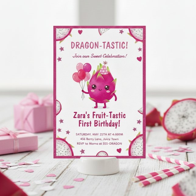 Drache-Tastischer Drachenfrucht-Erster-Geburtstag Einladung (Von Creator hochgeladen)