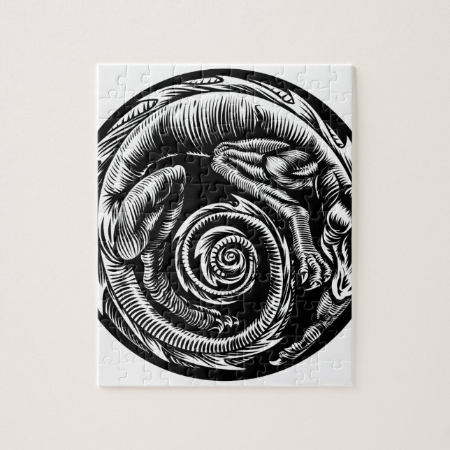 Drache-Tätowierungs-Entwurf Puzzle (Vertikal)