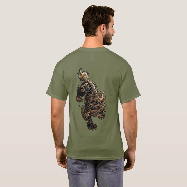 Drache Tiger T-Shirt (Schwarz voll)