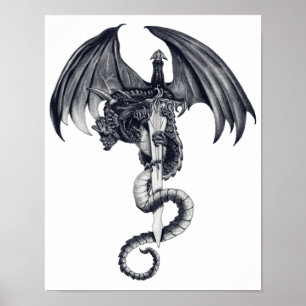 Drache-u. Klinge-Plakat-Kunst Poster