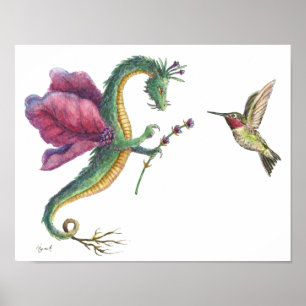 Drache- u. Kolibridruck Poster