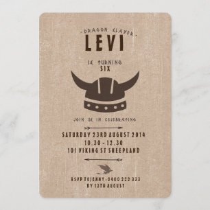 Drache u. Viking-Geburtstags-Einladung Einladung