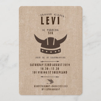 Drache u. Viking-Geburtstags-Einladung Einladung