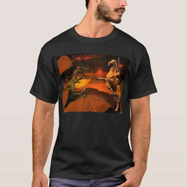 Drache-Überraschung am Sonnenuntergang, T-Shirt (Vorderseite)