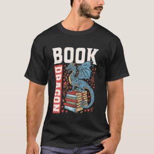 Drache Und Bücher Bücherwurm Männer Frauen Fantasy T-Shirt