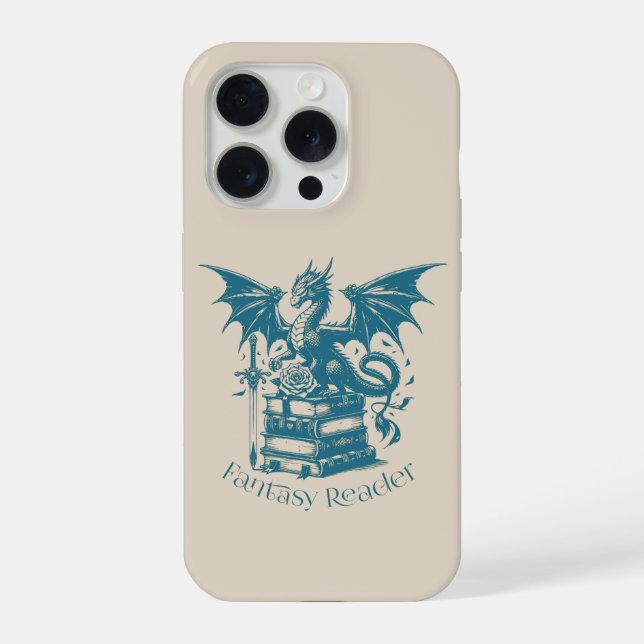 Drache und Bücher Fantasy-Leser iPhone Hülle (Rückseite)