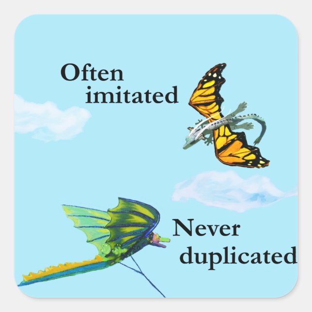 Drache und Drache Quadratischer Aufkleber (Vorderseite)