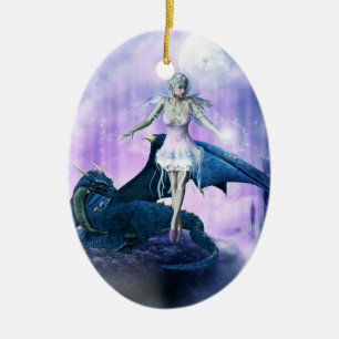 Drache und Fairy Keramikornament